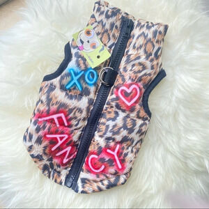 Handpainted Leopard Print Puffer Jacket Small 🐶